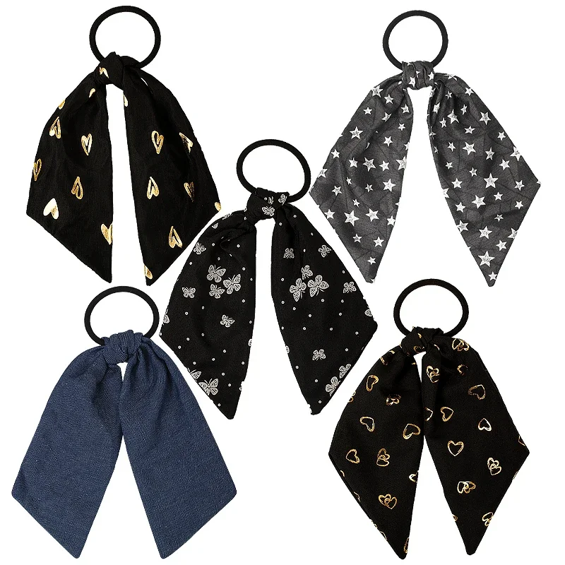 Geebro 2 sztuk kobiety moda Multicolor Streamer zespół dziewczyny Bowknot Scrunchies pałąk gumki do włosów kucyk Holder akcesoria do włosów — zdjęcie 2