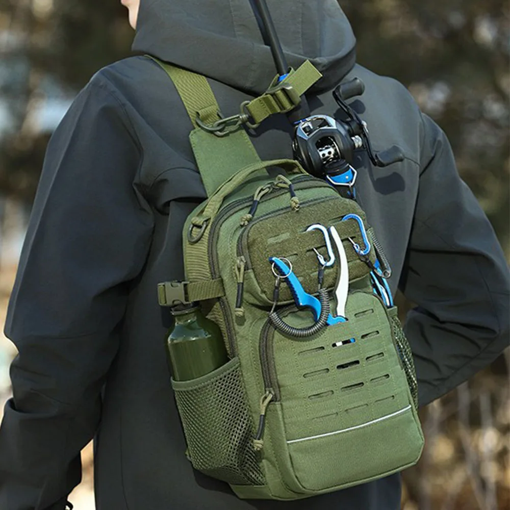 Fishing Sling Lightweight Tackle Bag Small Fishing Tactical Shoulder Sling Bags for Outdoor Fishing Tackle Storge Equipment