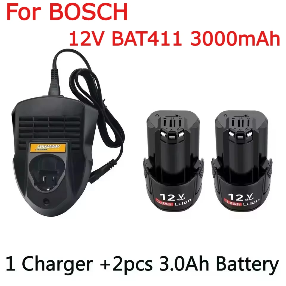 Für Bosch Lithium-Akku 12V 3Ah Ersatzakku Kabellose Elektrowerkzeuge für Bosch Akku 12V/10,8V BAT411 BAT412 BAT413