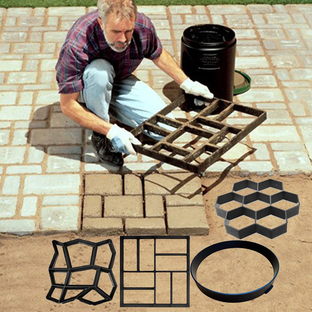 Garden Path Maker Mold Plastic DIY Garden Mold Manually Paving Cement Brick Stone Road Concrete Mould Reusable Manually Paving