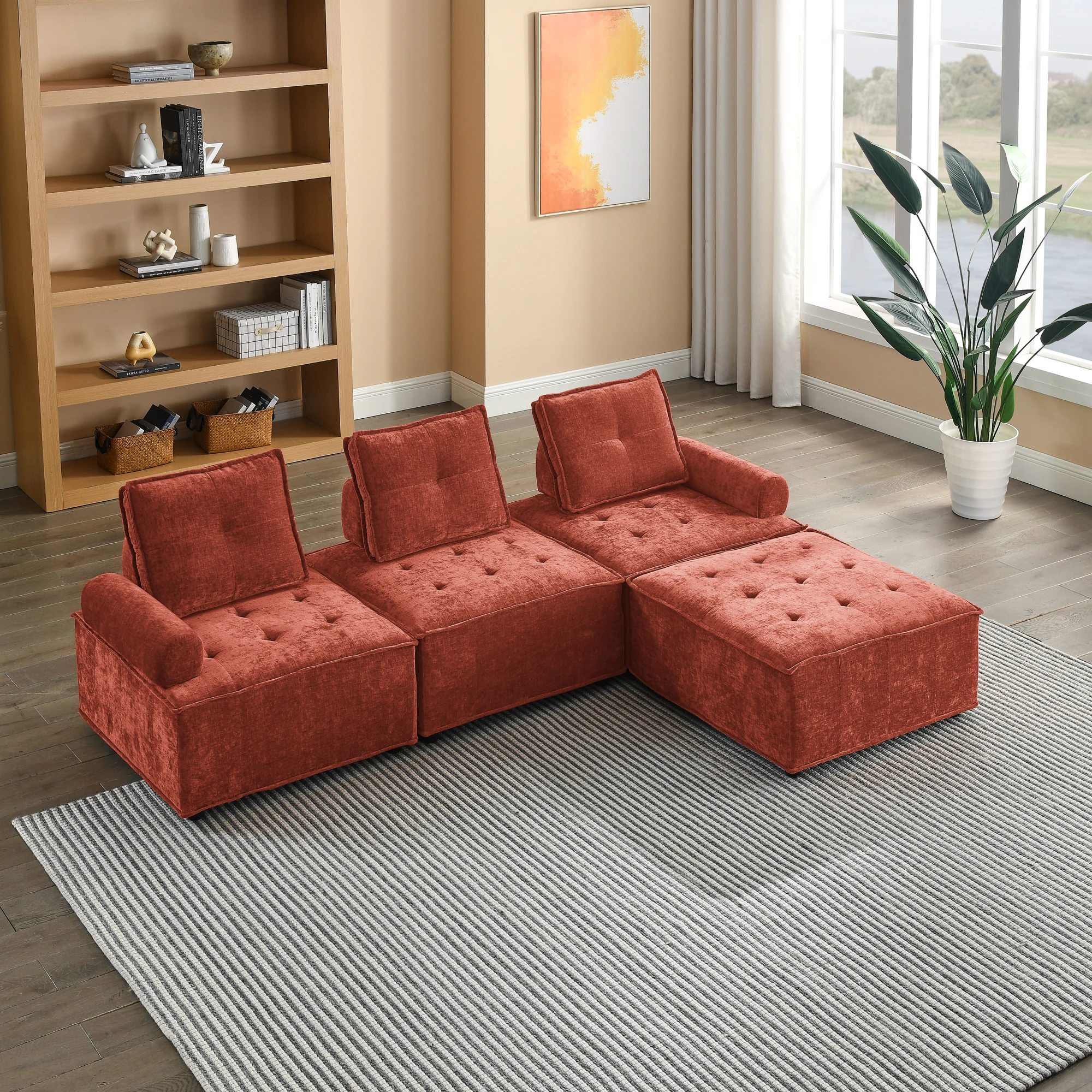 L-shaped modular sofa, chenille, DIY combination function, exclusive for the crowd