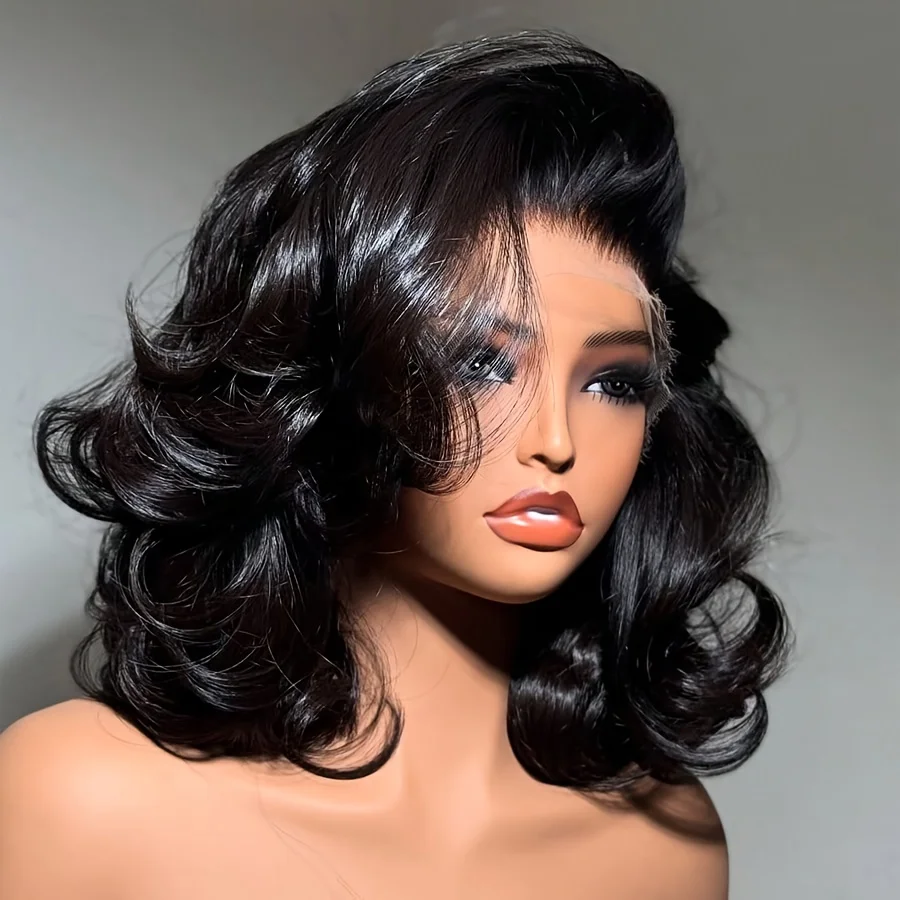 

Body Wave 13x4 Lace Frontal Short Bob Wigs 250% Density Pre Plucked Short Bob Wigs 100% Brazilian Virgin Human Hair 4x4 Lace Closure Loose Wavy 16Inch Bob Wig