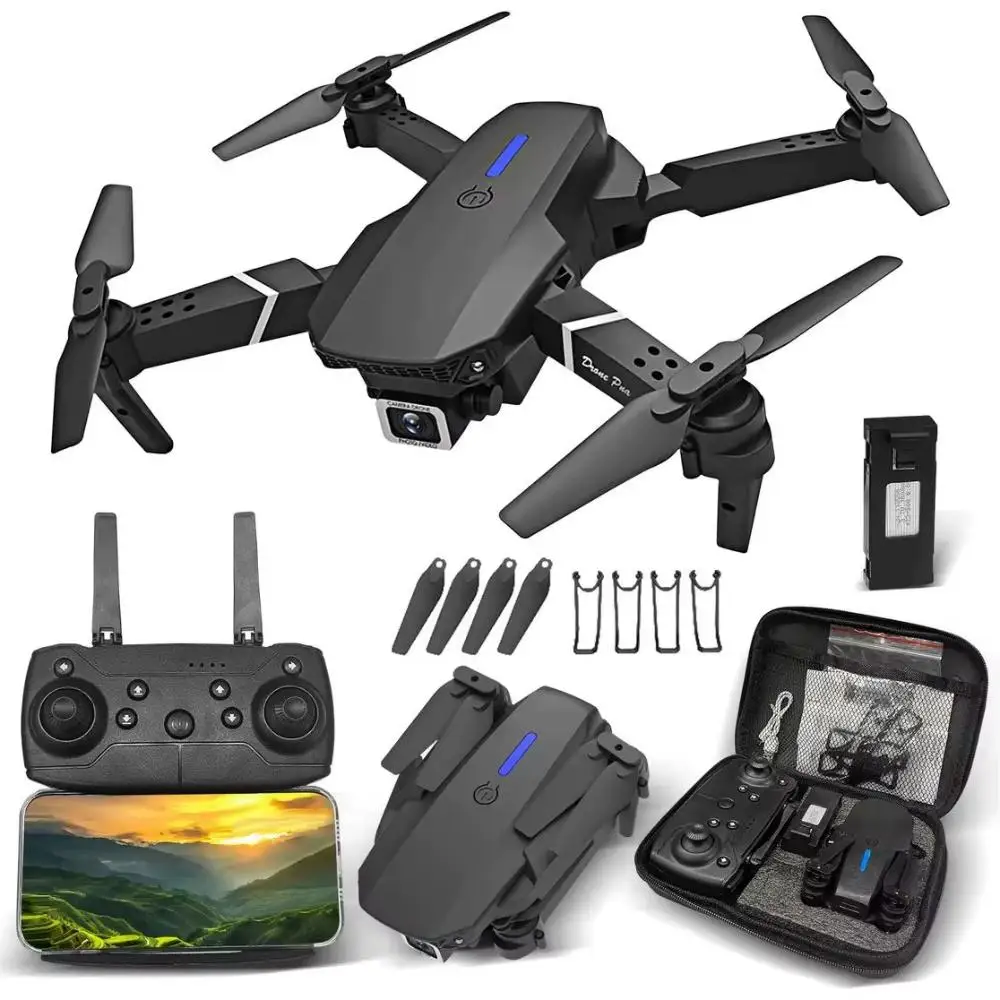 Drone E88 4K FPV Wi-Fi com Câmera Dupla e Controle Remoto