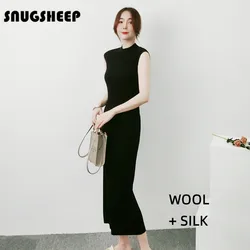 sleeveless knit long dress women wool vest dresses black maxi summer clothes womens clothing outfits sexy silk elegant woman new