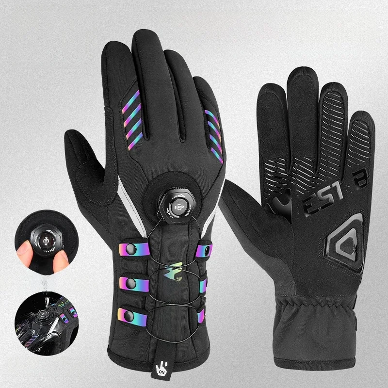 AliExpress West Biking WEST BIKING Twist Locking Cycling Gloves Winter Thermal Water Repellent Touch Screen Gloves MTB Road Bike Warm Sport Gear