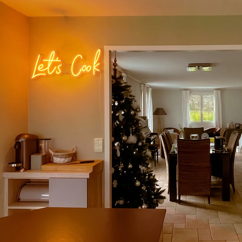 Let's Cook Neon LED Sign, Custom Neon Sign Kitchen Decor, Neon Wall Sign, Neon Light Home Decor, Personalized Gift