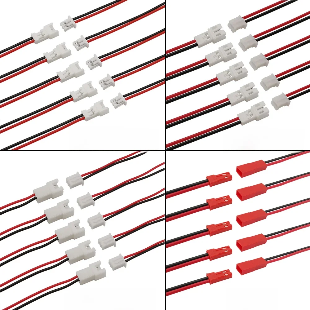 10/5/2 pares pequeno mini jst 1.25mm ph2.0 xh2.54 2 pinos macho fêmea plug jack conector cabo jst