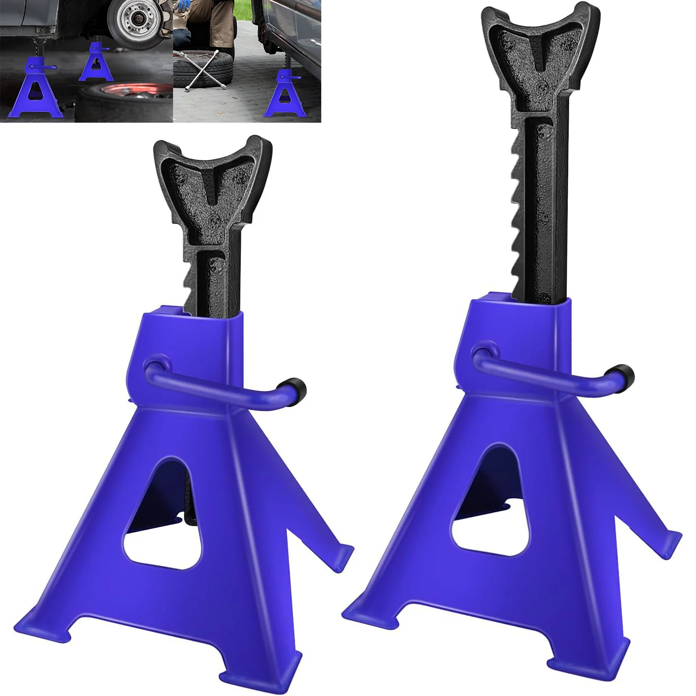 Set di sollevatori a candela da 2 tonnellate, supporto di sollevamento in acciaio da 3 tonnellate per auto, 4x4, camion e roulotte, altezza 29-43 cm,