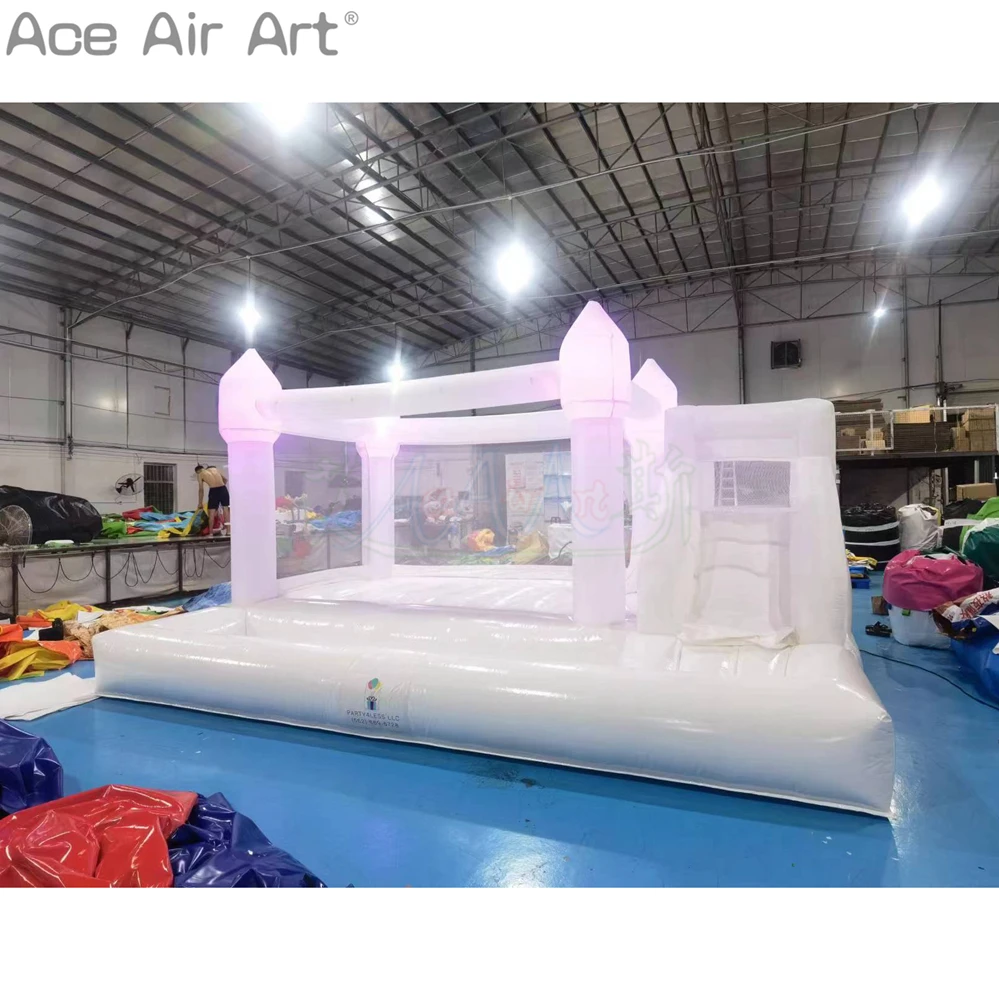 Door to Door Wedding Bouncer Inflatable Party Jumper Bouncy Event Trampoline with RGB Lights for Business Rental by Ace Air Art