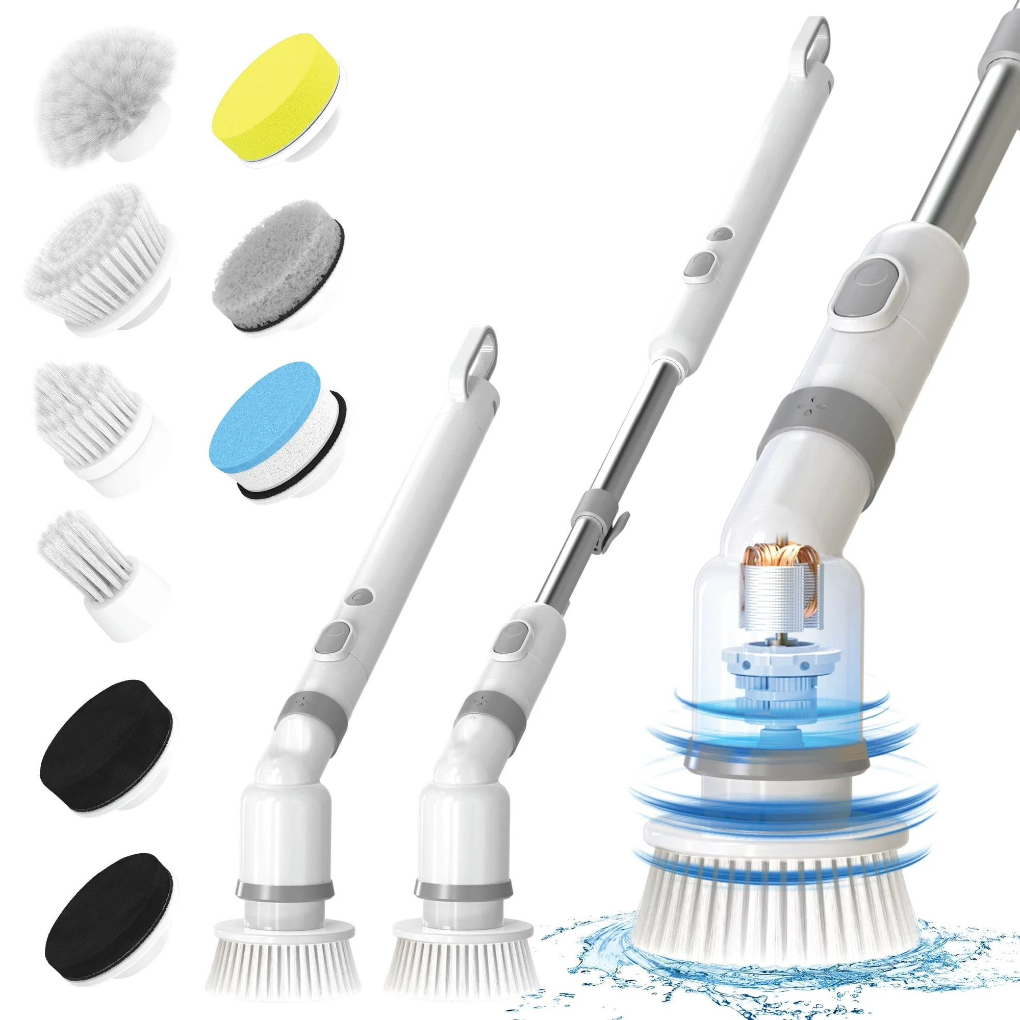 Cepillo de limpieza eléctrica 9 en 1, depurador de ducha de mano inalámbrico, limpiador giratorio, herramientas de limpieza multifuncionales para baño y cocina