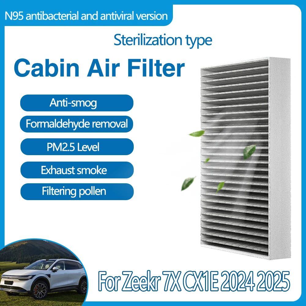 Car Cabin Air Filter For Zeekr 7X CX1E 2024 2025 Accessories Car Pollen Cabin Air Filter Includes Activated Carbon PM2.5 Cleaner