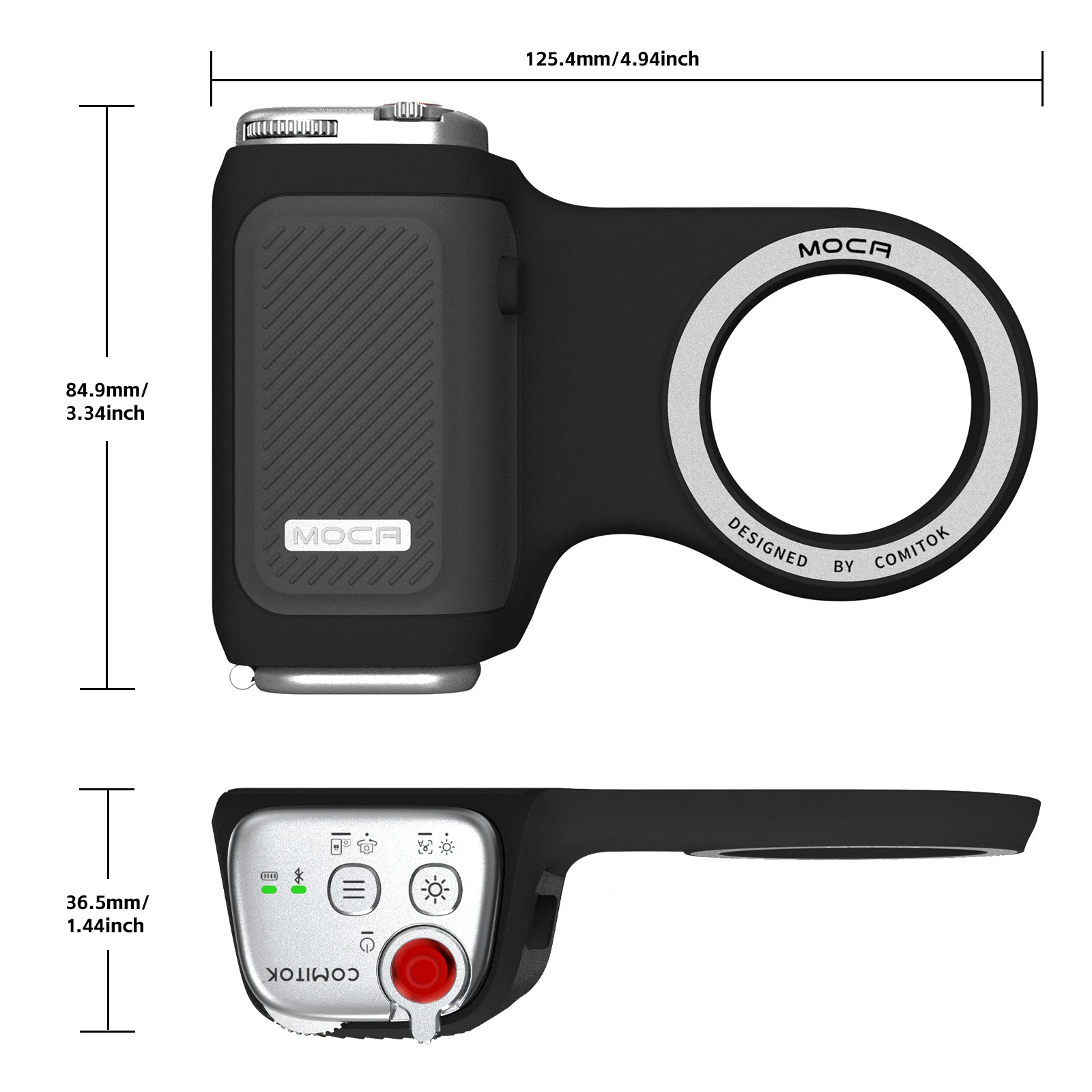COMITOK MOCA Selfie Booster for iPhone Pro, Ergonomic Grip, DSLR Shutter/Rechargeable Remote Control + Optional Mirror/Fill Ligh