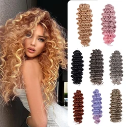 Extensões sintéticas do cabelo encaracolado, profundamente ondulado, Twist Crochet cabelo, Crochet tranças, Ombre cinza, Cosplay cabelo, 24