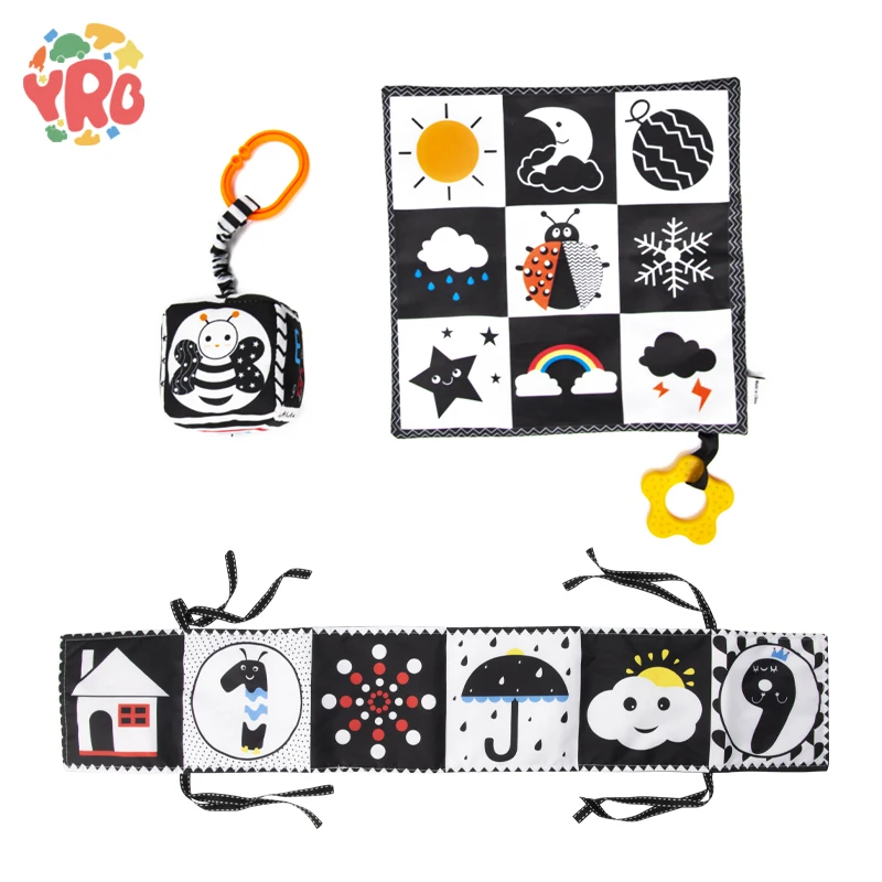 Black and White High Contrast Toys Soft Book for Baby Educational Toys Activity Bed Cloth Book Crib Toys for Newborn 0 12 Months