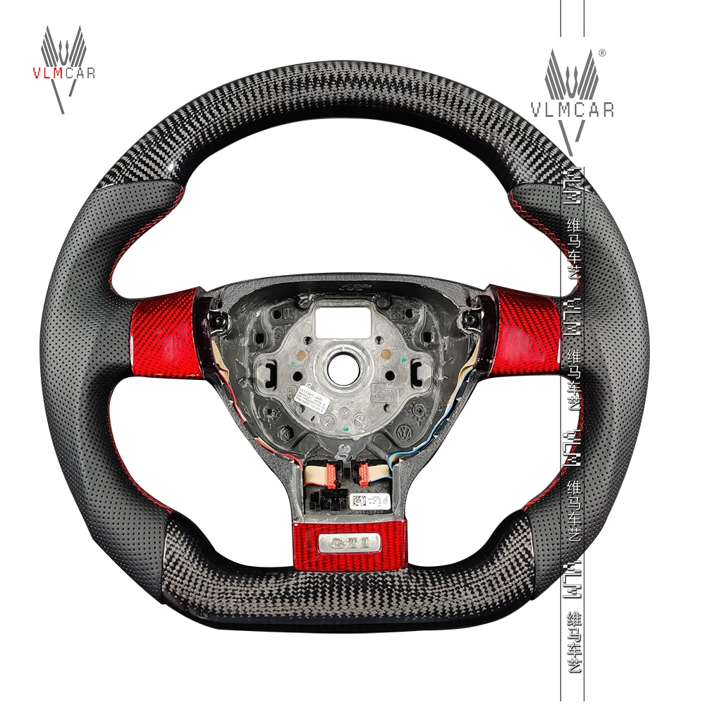 

VLMCAR Private Custom Carbon Fiber Steering Wheel For Volkswagen Golf 5 DSG MK5 GTI VW Car Accessories Led Display Flat Bottom