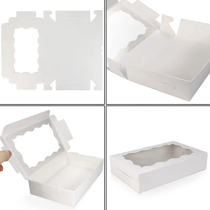 10/20pcs Cake Carriers, Square Box With Lid, White Bread Box With Window, For Pies, Donuts, Muffins, Chocolates