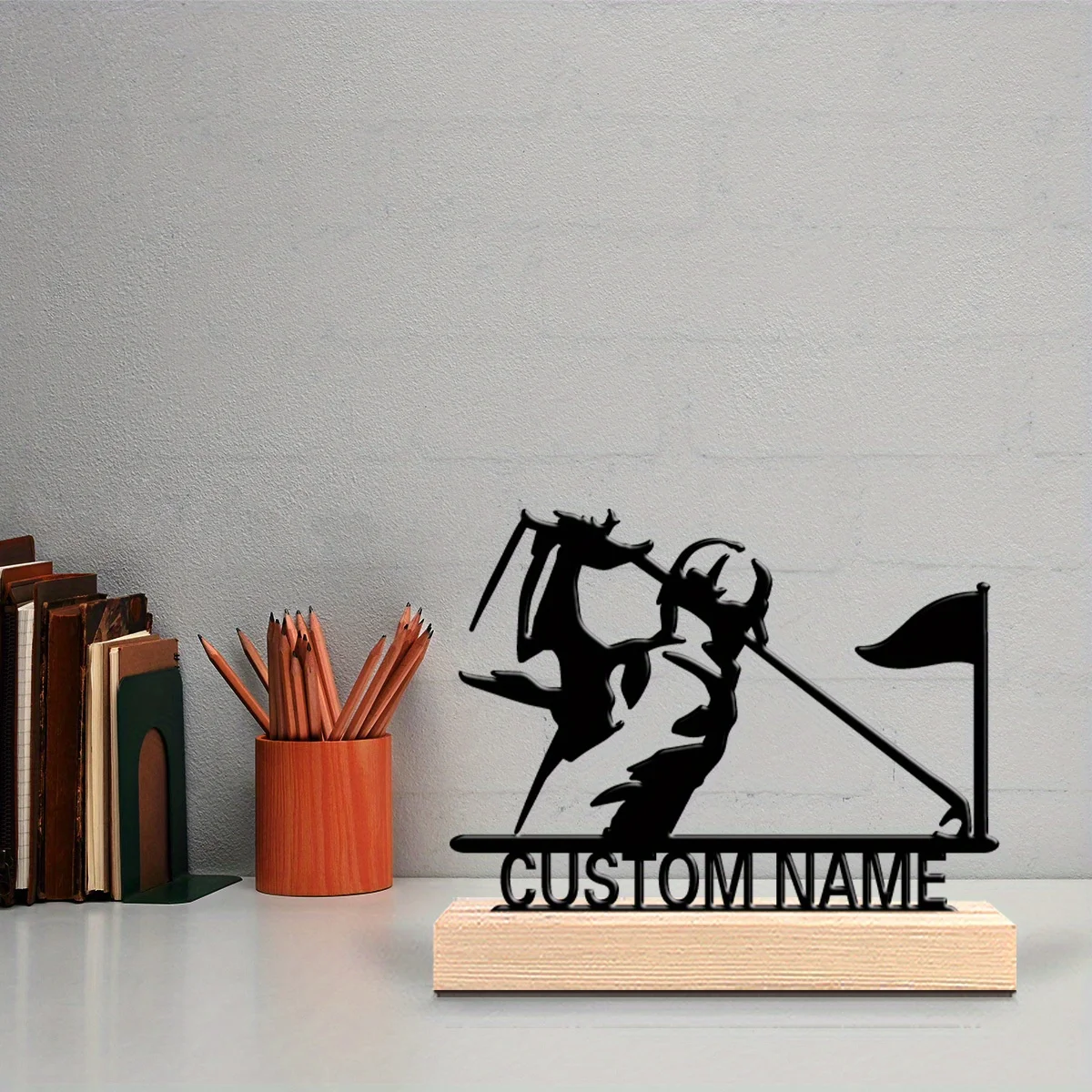 Custom Engraved Golfer Metal Statue Wooden Base Elegant Desktop Decor Gift for Golf Lovers Birthday Father's Day Present