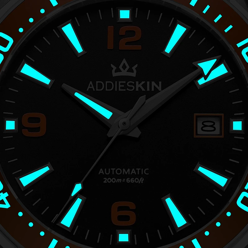 AddiesKin K009 Men's Mechanical Automatic Watch 40mm Miyota 9015 Sandblasted Number Dial Ceramic Bezel Raised Hour Markers Watch