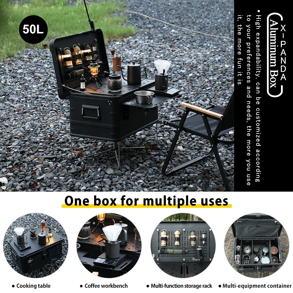 Deerest Multifunctional Outdoor Camping Box IGT Aluminium Case Lightweight Modular Combo Accessories for Picnic Motorcycle Trunk