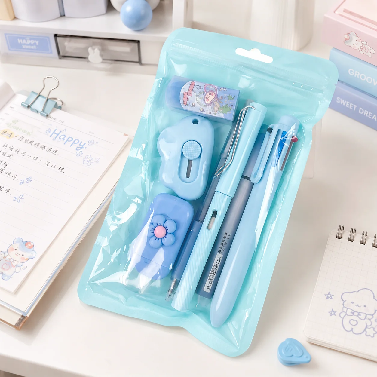 Aesthetic Stationery Set, Cute School Supplies for Students, Gel Pen Correction Tape Kit, Journaling Writing Supplies Set