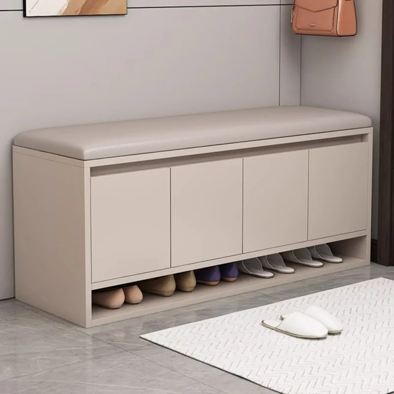 Shoe changing stool, entryway shoe bench, integrated low cabinet, dustproof storage, small shoe cabinet