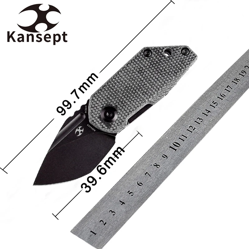 

Kansept RIO Folding Knives K3044A3 Black Stonewashed Blade Black Micarta Handle with 4T5 Designed Folding Knife EDC