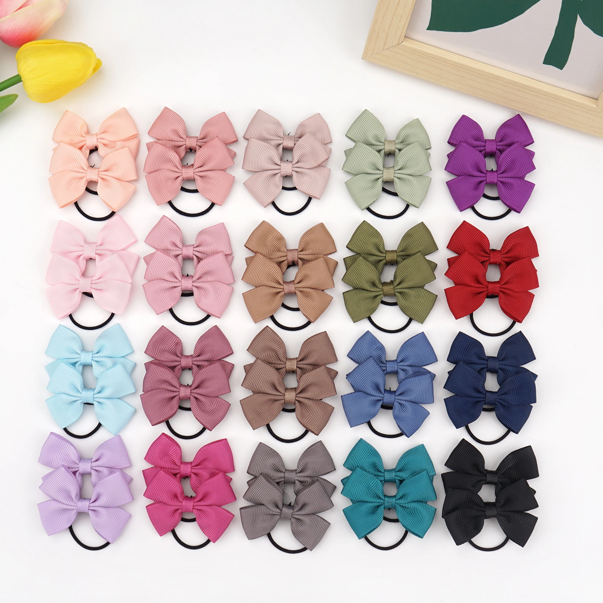 20/40/60PCS Baby Girls Hair Ties Bows Elastic Rubber Bands Ribbon Hair Accessories for Kids Toddlers Infant