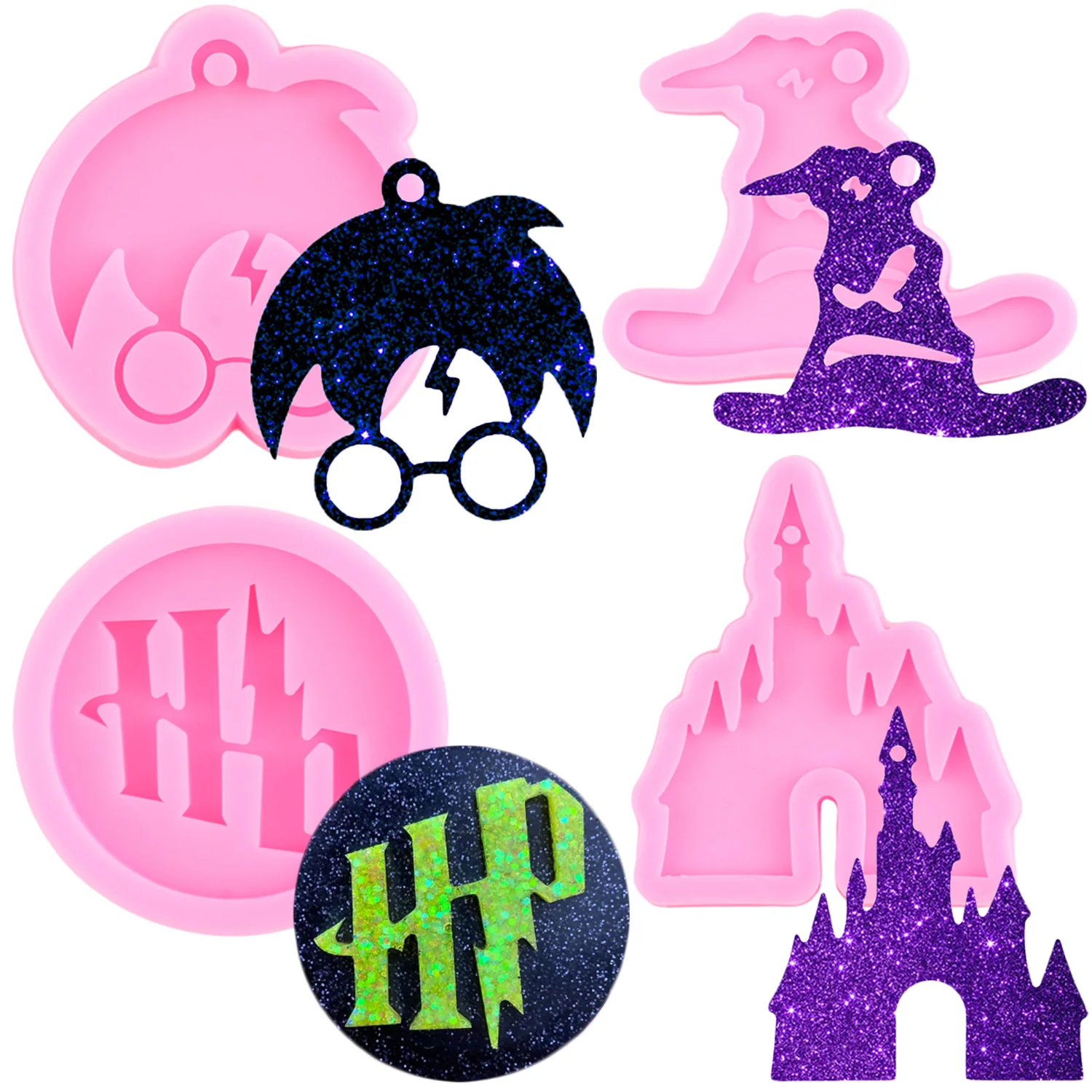 Shiny Magic Boy Witch Hat Castle Mold DIY keychain Silicone Molds Craft keyRing Pendant Jewelry Keychains Epoxy Resin Mould