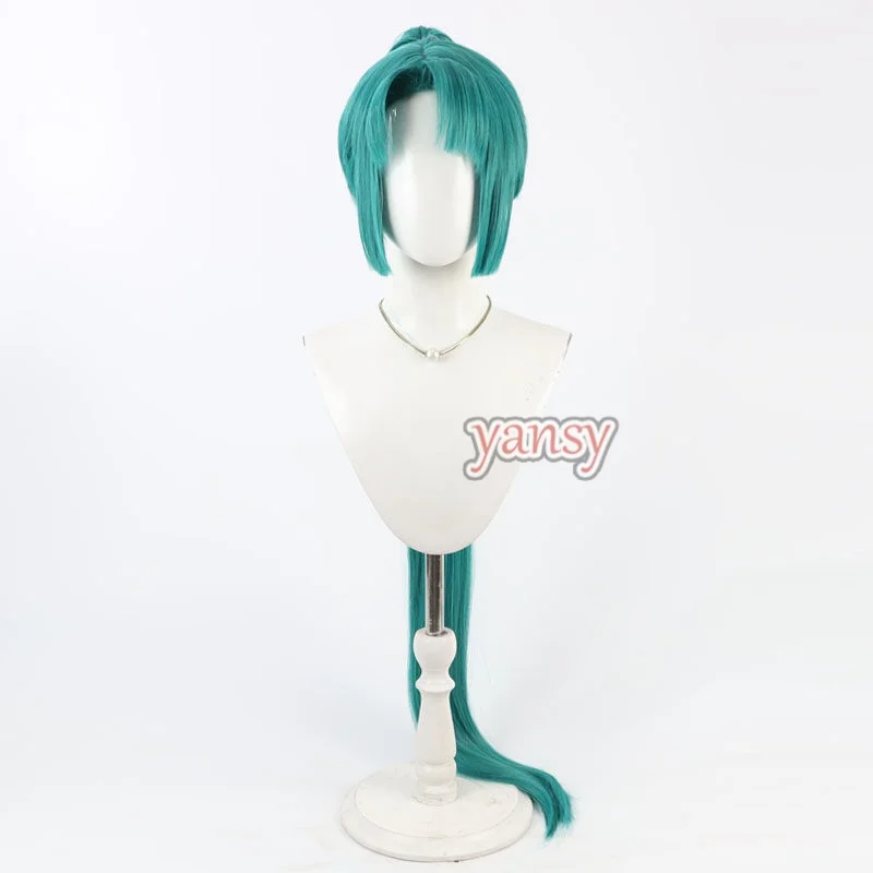 Yansywig Synthetic Hair Cure Kagura Tengen Kouga Cosplay Wigs Dancing☆Star Pretty Cure 90cm Green Ponytail Wigs Heat Resistant