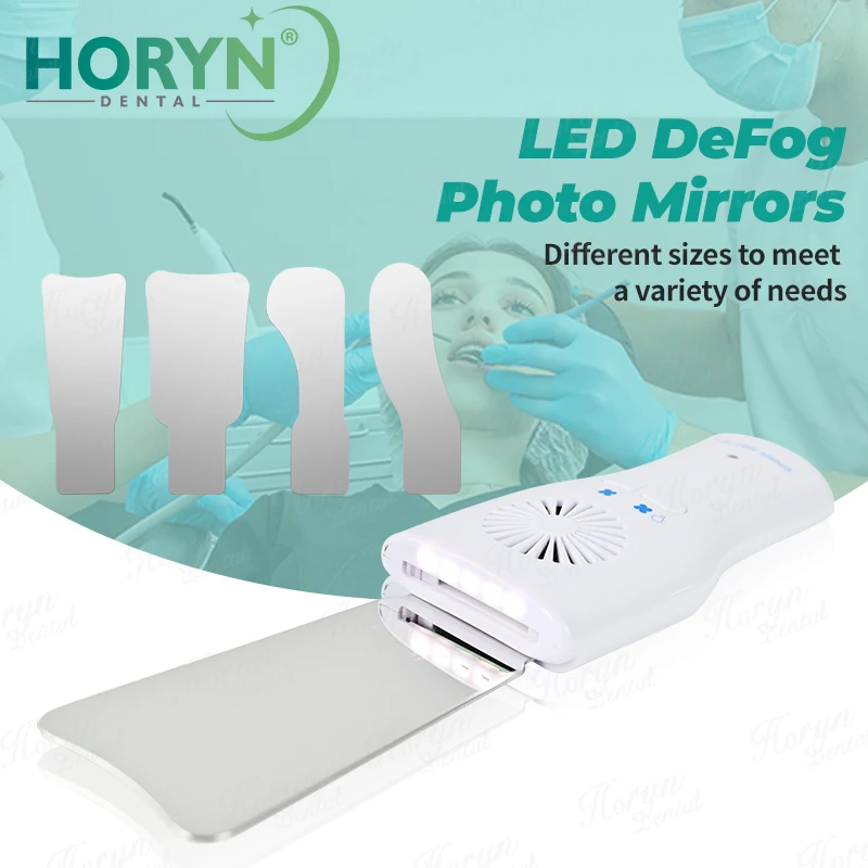 Horyn LED Dental Mouth Mirror Anti Fog Intraoral Mirror with Gentle Airflow Defogging Function for Dentist Oral Examination