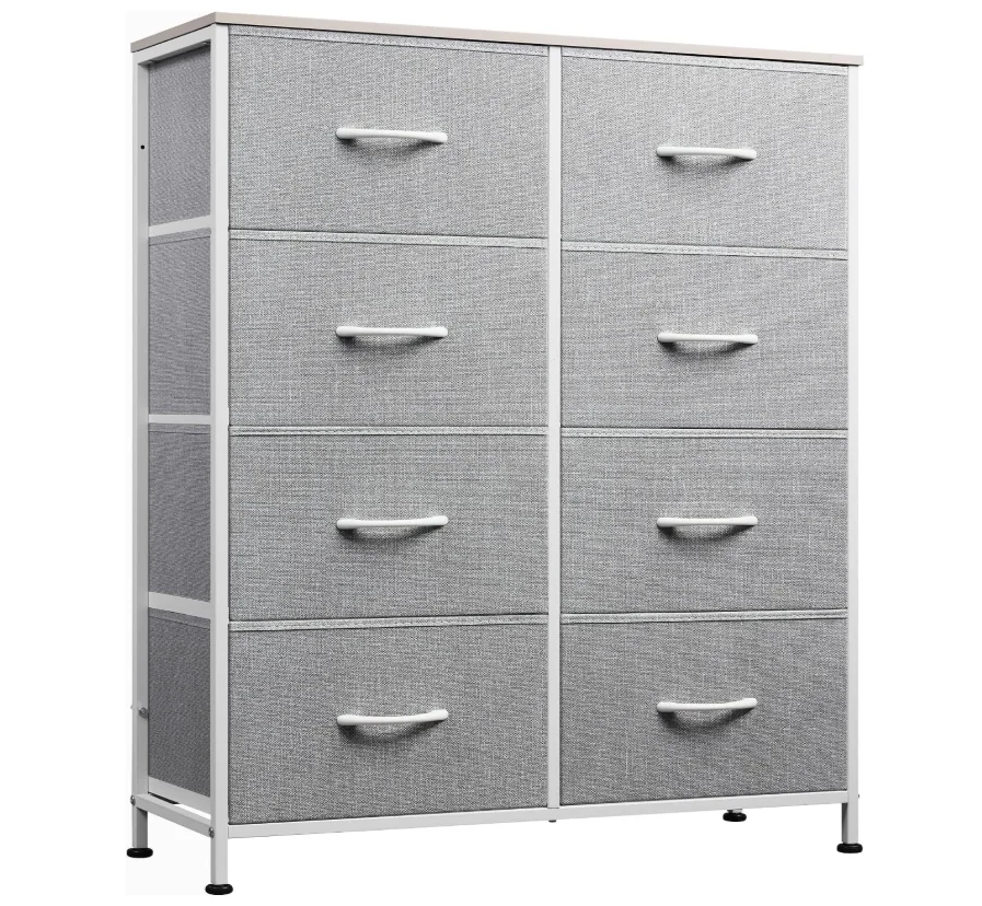 Kommode mit Schubladen, komode Schlafzimmer mit 8 Stoffschubladen