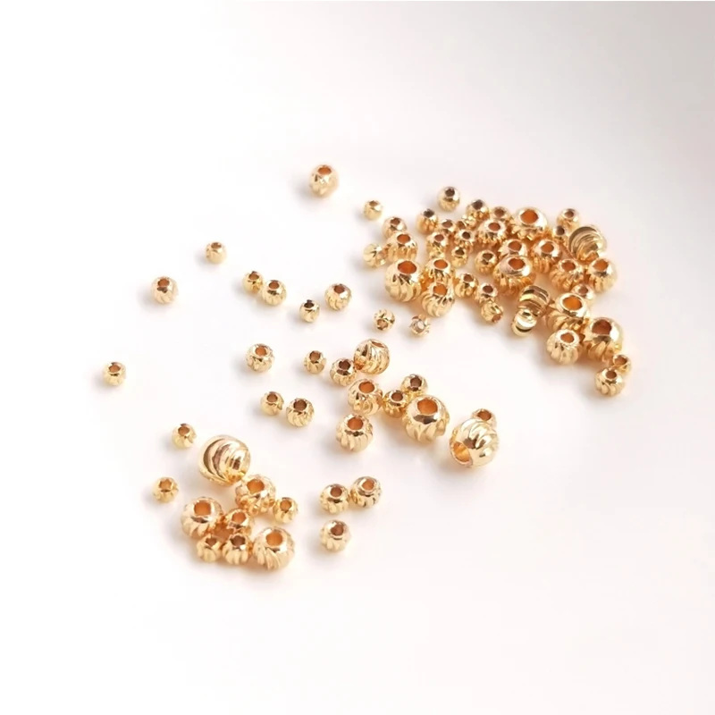 

14K Gold Plated Brass Diamond Cut Spacer Beads Shinny Gold Spacer Beads for DIY Bracelet Making Supply