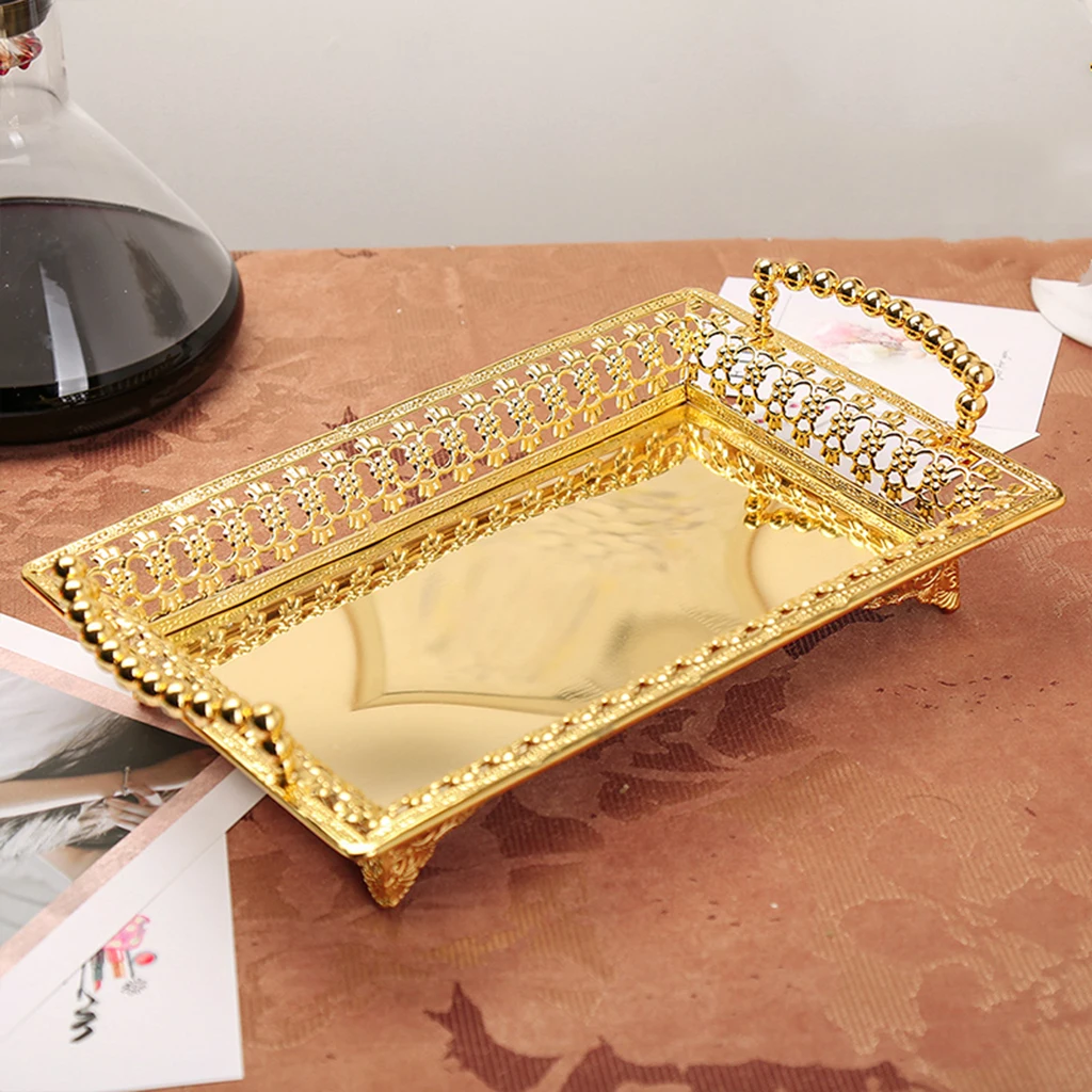 Multifunctional Food Tray Container Display Tray with Handle Table Organizer for Cookies Cupcake Display Stand Fruit Tray
