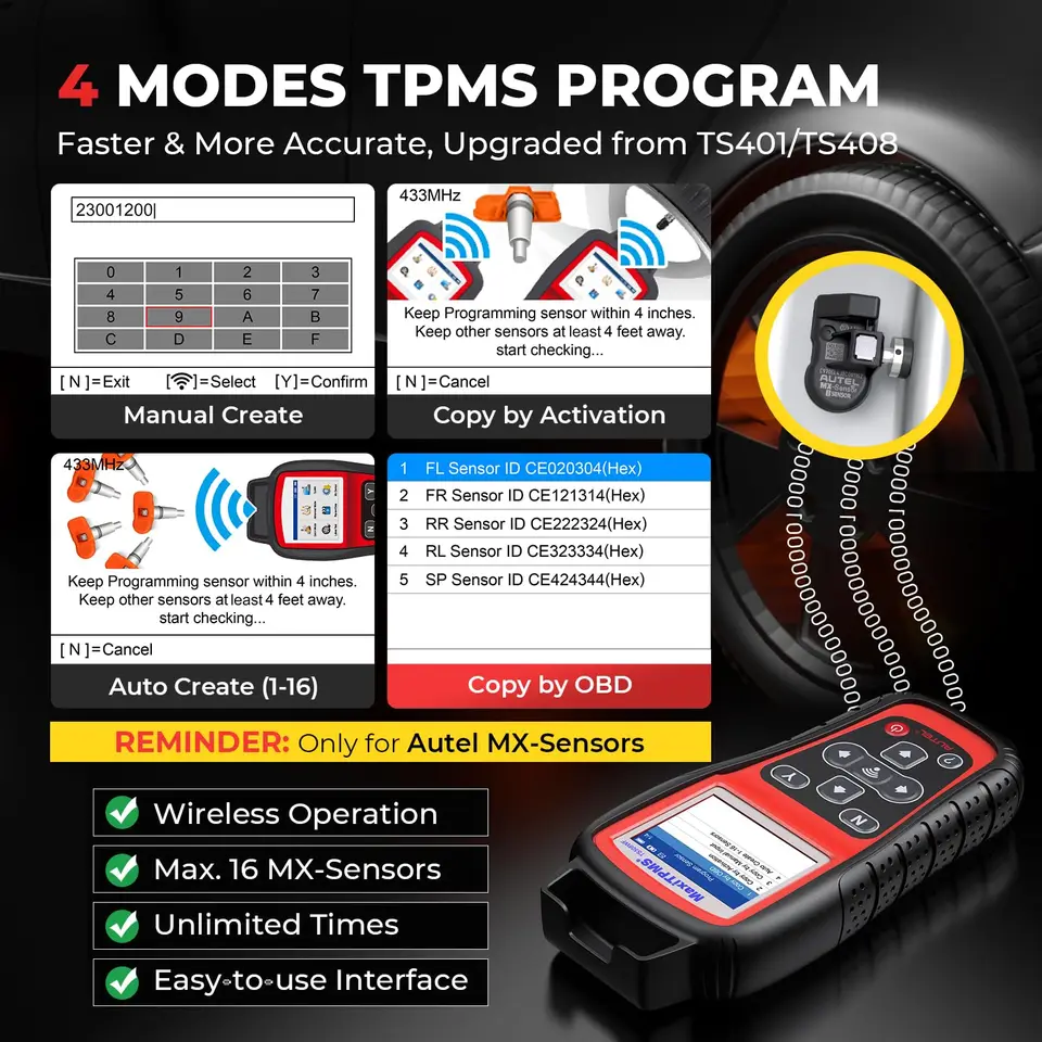 Autel MaxiTPMS TS508WF TPMS プログラミングツール MX-センサー