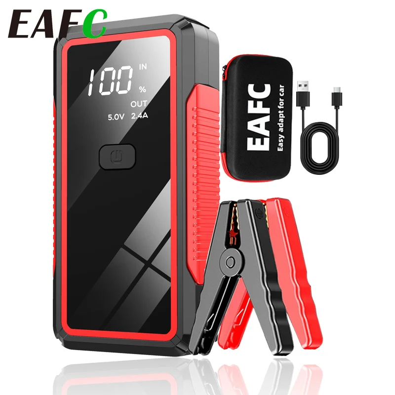 EAFC 2000A Peak Car Jump Starter e Power Bank portatile da 10.000 mAh – Veicoli Boost 12V Benzina 6,0L / Diesel 4,0L