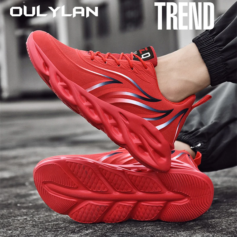 OULYLAN  Outdoor Athletic Sports Running Shoes Men Fashion Flame Printed Sneakers Cushioning Jogging Trainers Lightweight Shoes