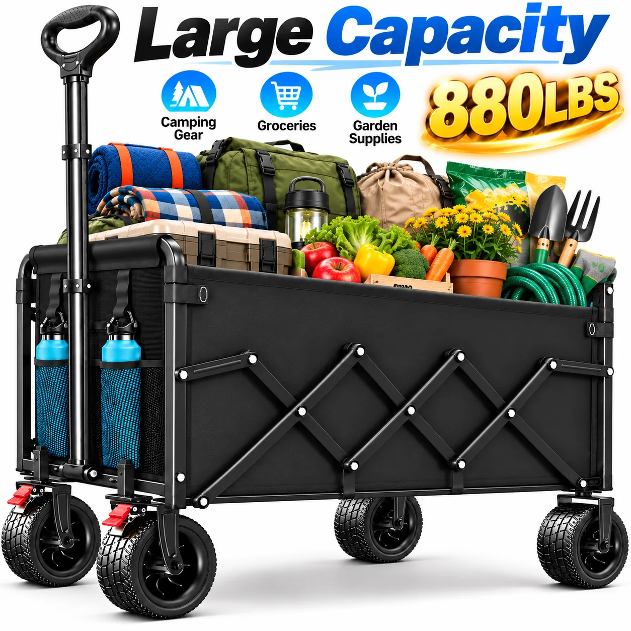 عربة قابلة للطي متينة بسعة 880 - مراجعة Outdoor Camping Trolley وسعره