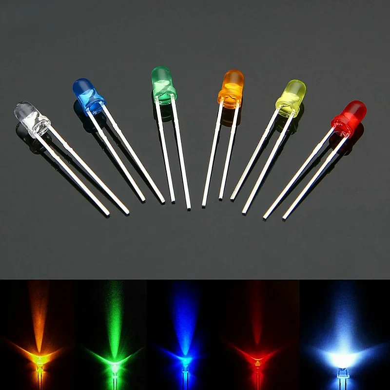 100 pièces, Kit électronique de diodes électroluminescentes LED, 3mm 5mm, Kit assorti de Diodes LED, blanc vert rouge bleu jaune, voyants lumineux