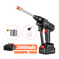 21V 700W Powerful 30BAR Cordless High-pressure Electric Car Wash Gun with Dual Nozzles Foam Jug Water Gun Cleaner
