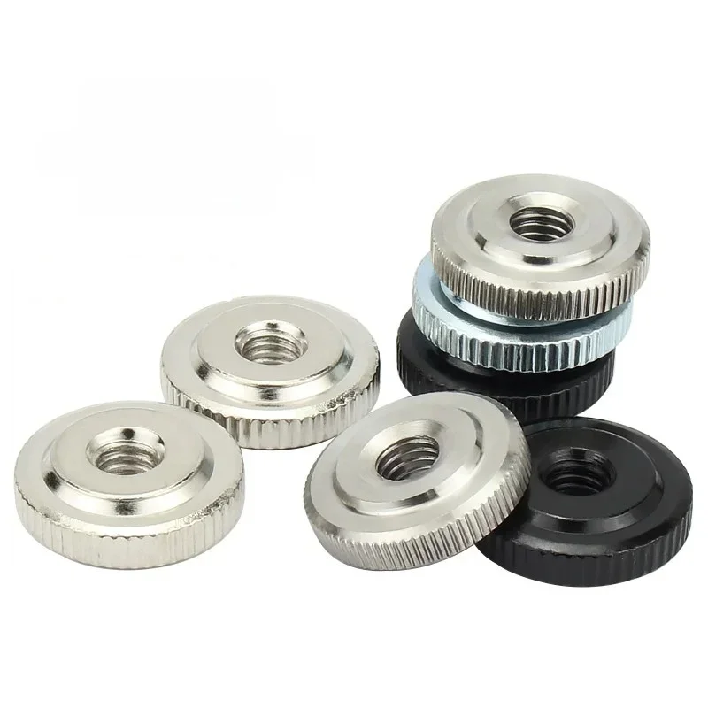 Écrou de serrage manuel en acier inoxydable, petit pas en acier au carbone, figuré M3, M5, M6, M8, M10, M12, pouce mométrage, kg, GB807, 304