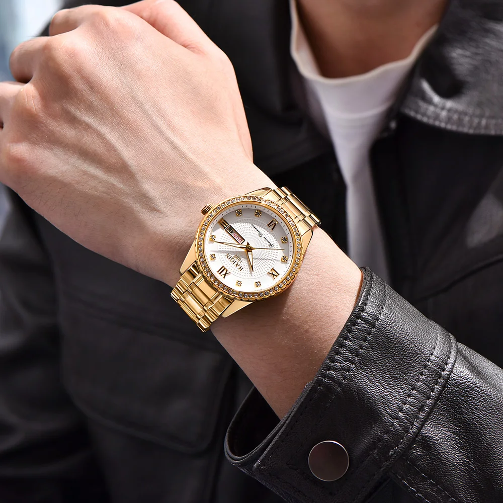 HAIQIN 2026 men's watches fashion all-match men's quartz watches calendar week multifunctional men's watch stainless steel clock