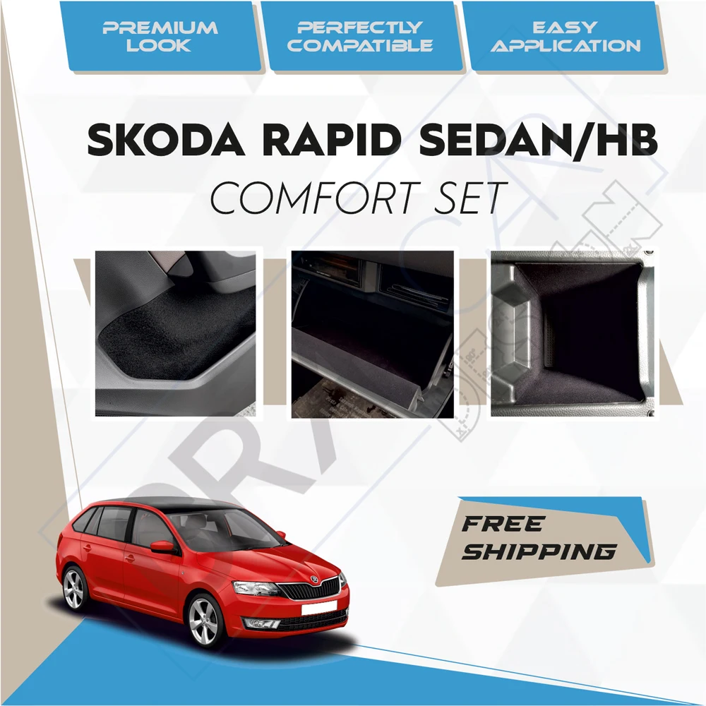 Skoda Rapid Spaceback-Ready Fabric Coating In-Car Accessory Self-Adhesive Insulation Effective Coating Set