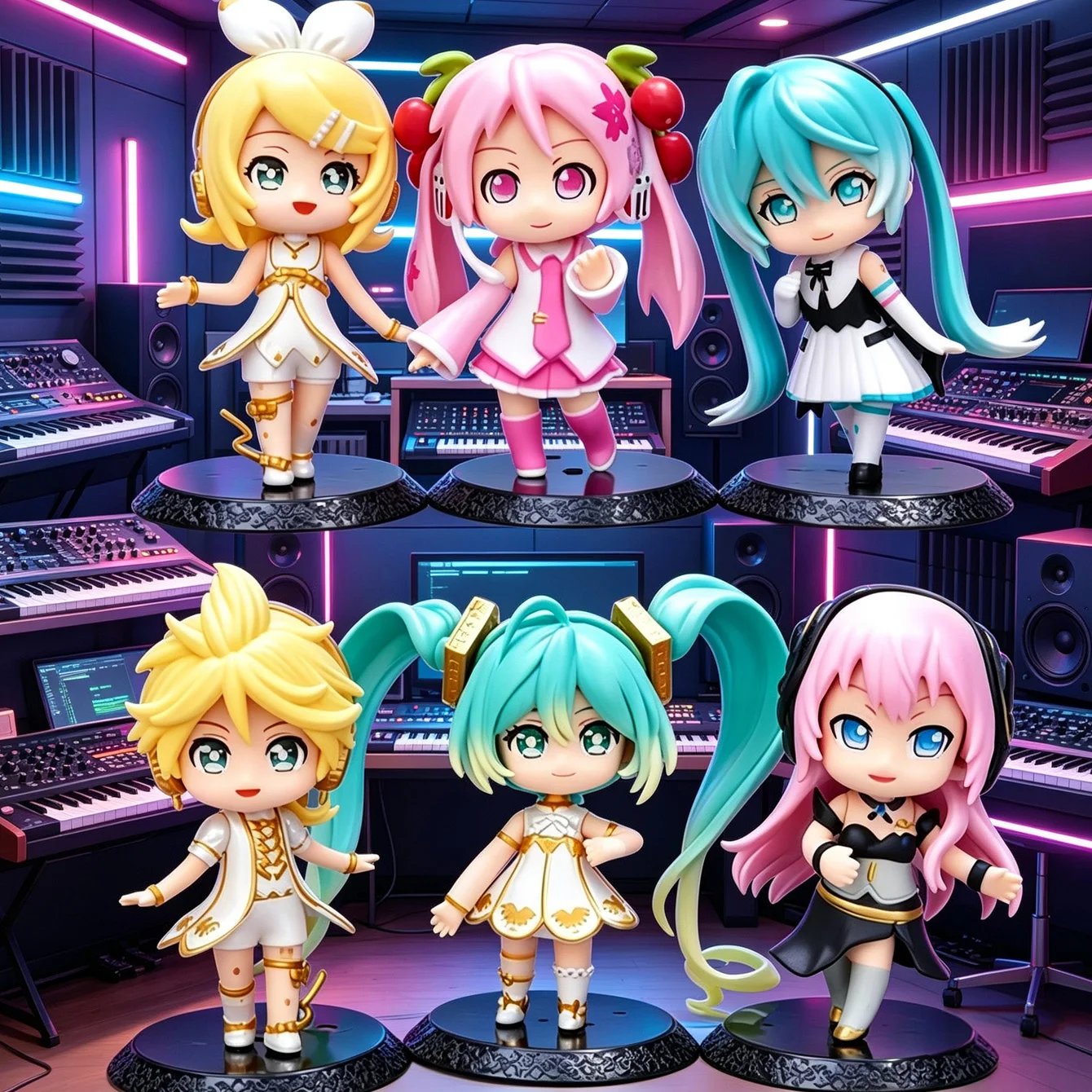 アニメボーカロイドコレクタブルフィギュア10cm--初音ミク、桜ミク、リン、レン、ルカ-装飾・コレクション用