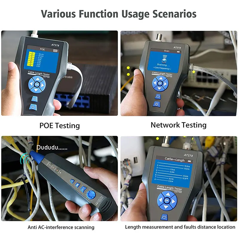 NOYAFA penguji kabel jaringan NF-8601S multifungsi, panjang TDR dengan PoE/PING/Port Lan perangkat pemeriksaan jaringan