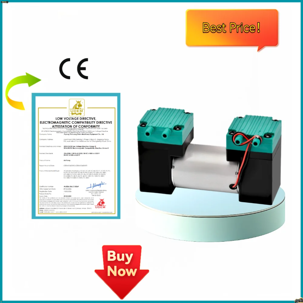 Small Air DC 12V/24V/220V 20L/min Double Head Negative Pressure Diaphragm Vacuum Pump for Food Packing