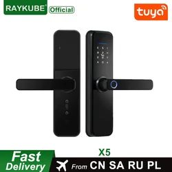 RAYKUBE X5 Biometric Fingerprint Security Intelligent Tuya Smart WiFi Password Electronic Door Lock To Open The Door Remotely