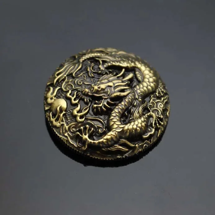 33mm z litego mosiądzu postarzany brąz metalowy przycisk dekoracyjny antyczny zdobiony zestaw smok dla DIY portfel torba wystrój skórzane rzemiosło — zdjęcie 2