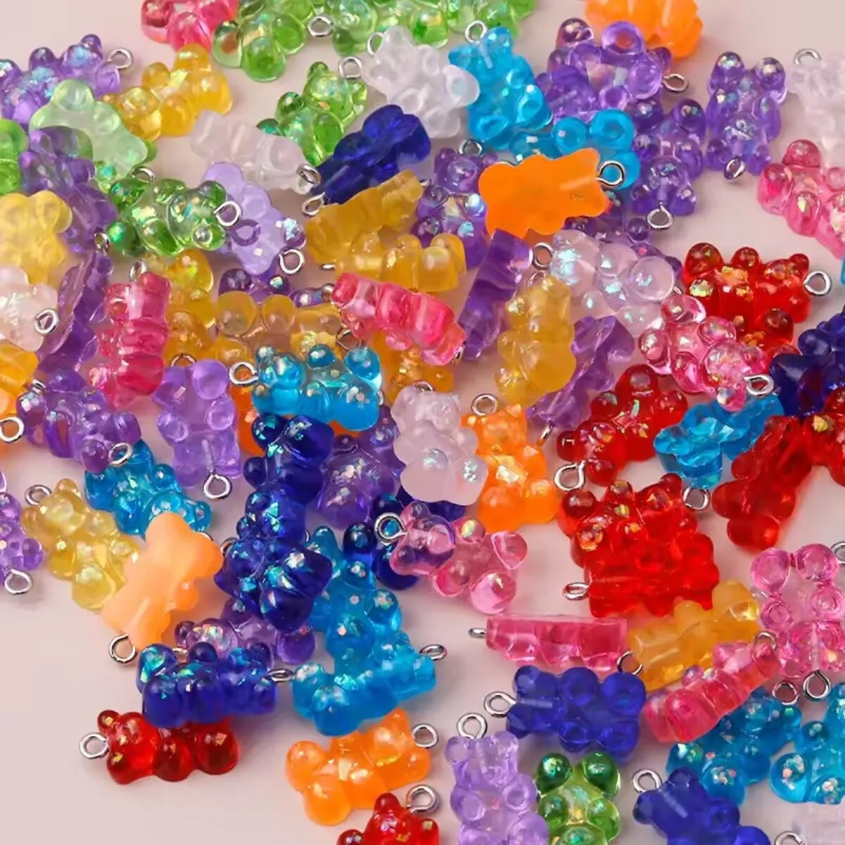 10pcs 22X11mm Candy Color Gummy Mini Bear Charms for Making Cute Earrings Pendant Necklace DIY Creative Jewelry Finding