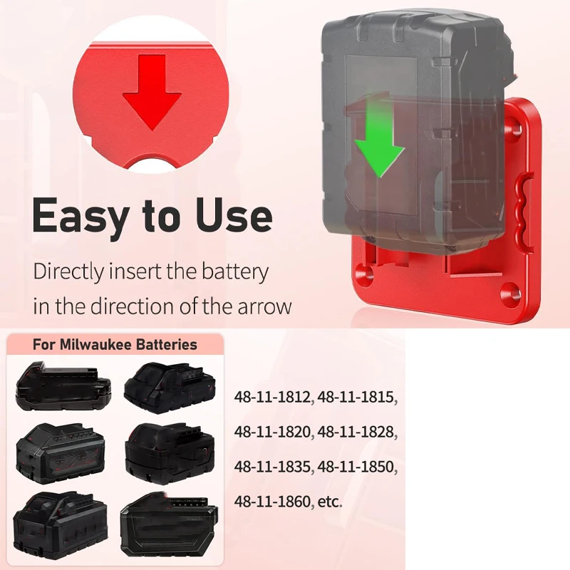 1/2/3PCS Battery Holder for Milwaukee 18V Battery Mounts Dock Holder Fit For 48-11-1815 48-11-1828 48-11-1850 48-11-1860