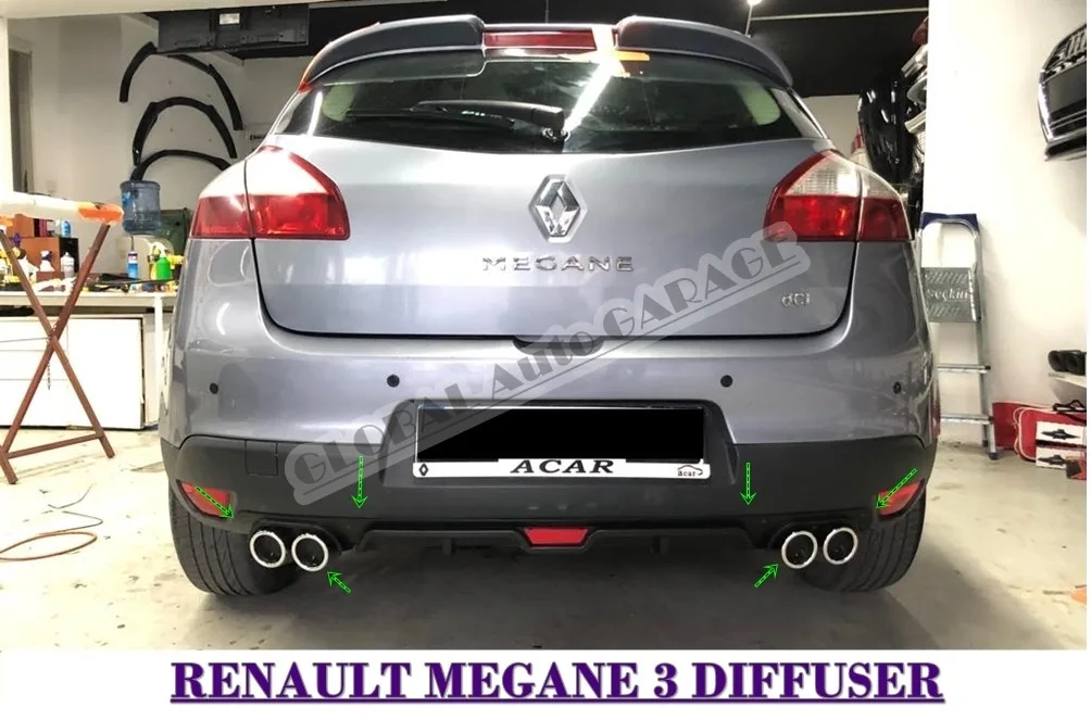 For Renault Megane 3 Hatchback 2009 2010 2011 2012 2013 2014 2015 2016 Diffuser Rear Bumper Extension Attachment Car Universal